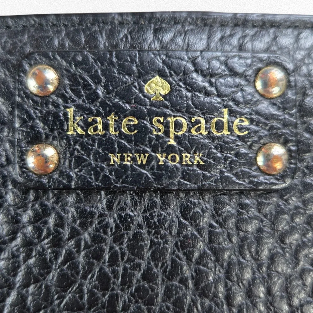Kate Spade Wellesley Stacy Black Pebbled Leather Wallet Bifold Snap Closure
